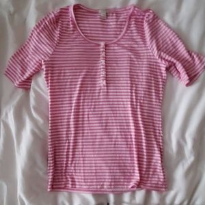 J.Crew Medium Pink & White Striped Top